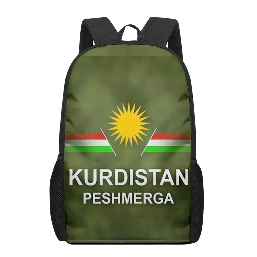 Kurdistan Flag 3D Pattern School Bag for Children Girls Boys Book Bags