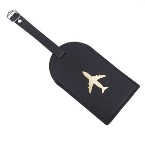 L5YA Leather Luggage ID Tag Black One Size Bag Tags