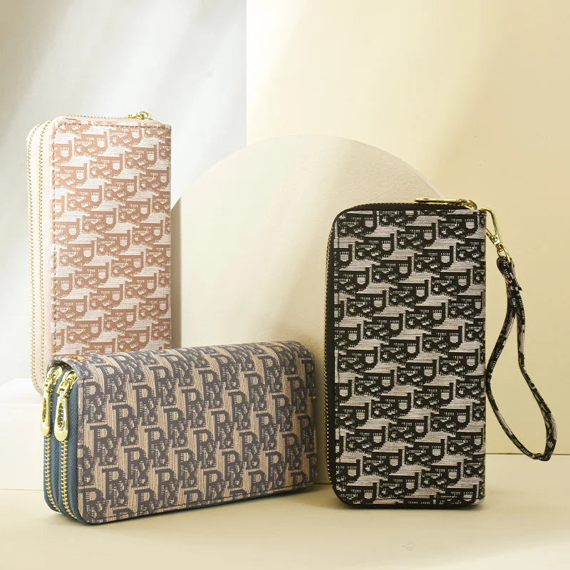 Retro Letter Wallet Large Capacity Clutch Long Wallet Female Handbag