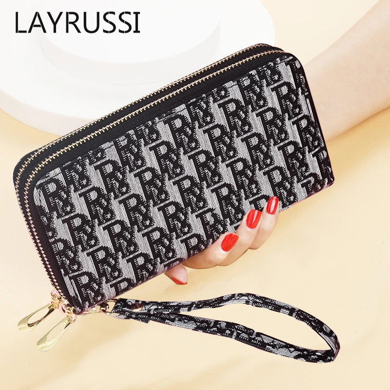 Retro Letter Wallet Large Capacity Clutch Long Wallet Female Handbag