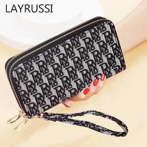 Retro Letter Wallet Large Capacity Clutch Long Wallet Female Handbag