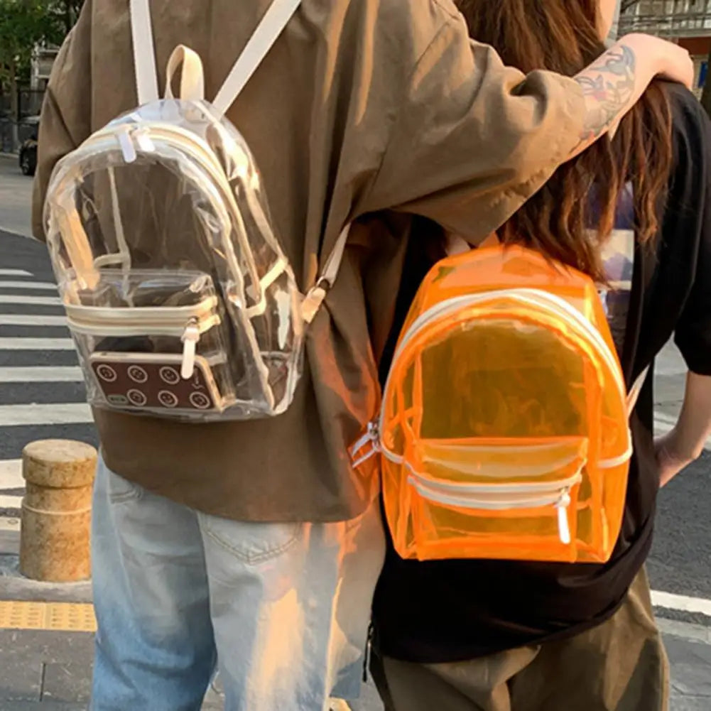 LED Lights Unisex Backpack Transparent Clear Harajuku School Bag