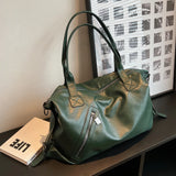 Solid High Capacity PU Leather Shoulder Bag for Women