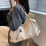 Solid High Capacity PU Leather Shoulder Bag for Women