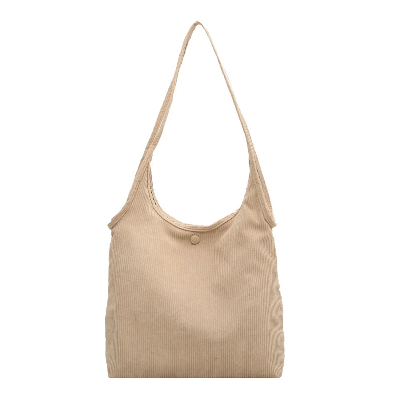 LEFTSIDE Corduroy Tote Bag for Women - Big Shoulder Handbag
