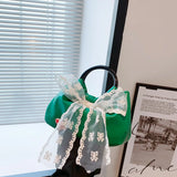 Lace Bow Women's Totes Bag Fashionable Handbag Sweet Summer Purses
