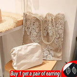 Lace Embroidery Shoulder Bag Female Large Capacity Handbag Lady Handle Bag