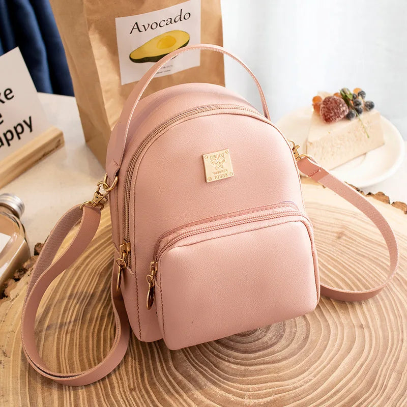 Ladies Backpack PU Pikawai Backpack Small School Bag Girls Pure mochila