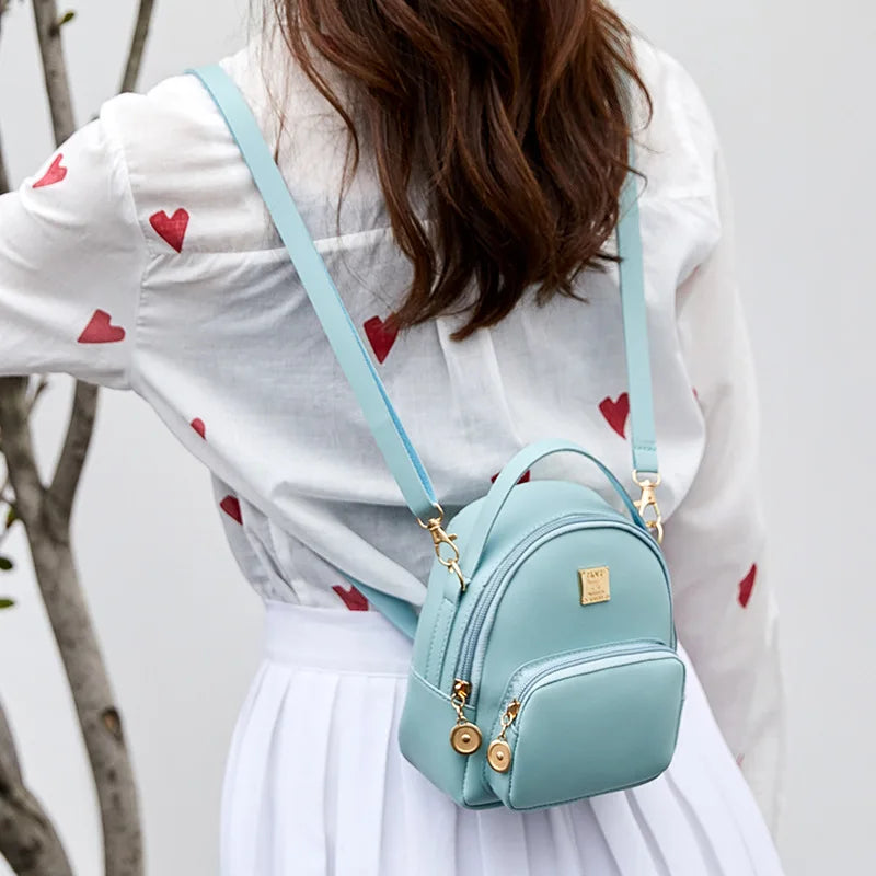 Ladies Backpack PU Pikawai Backpack Small School Bag Girls Pure mochila