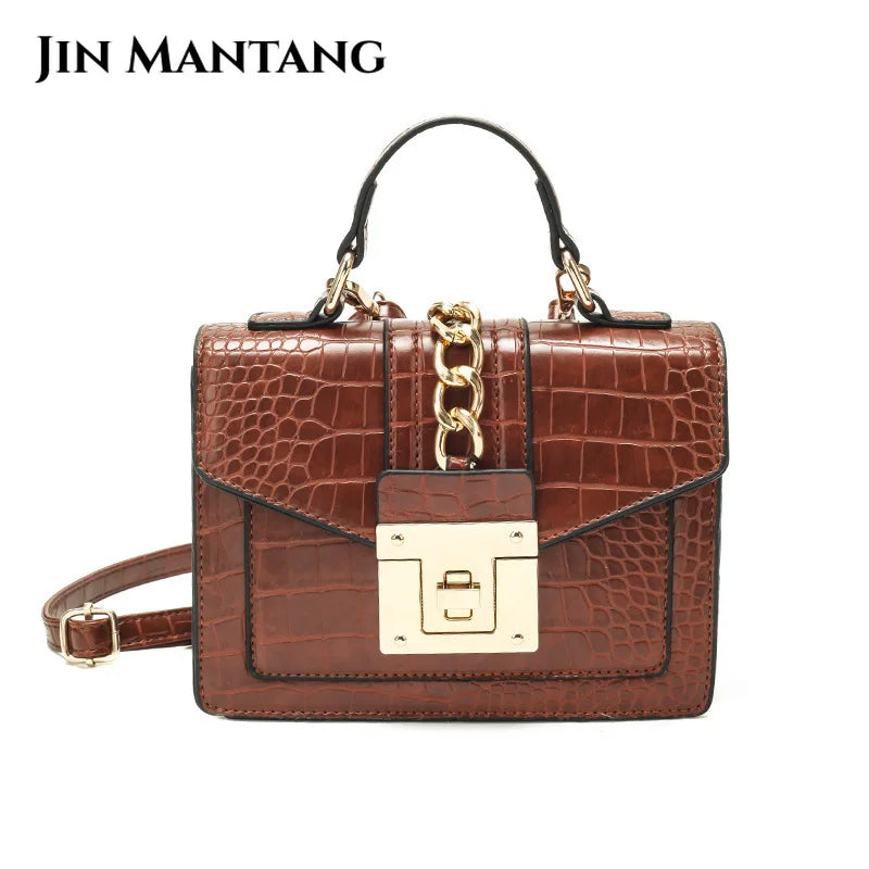 Crocodile Leather Should Messenger Bag Handbag