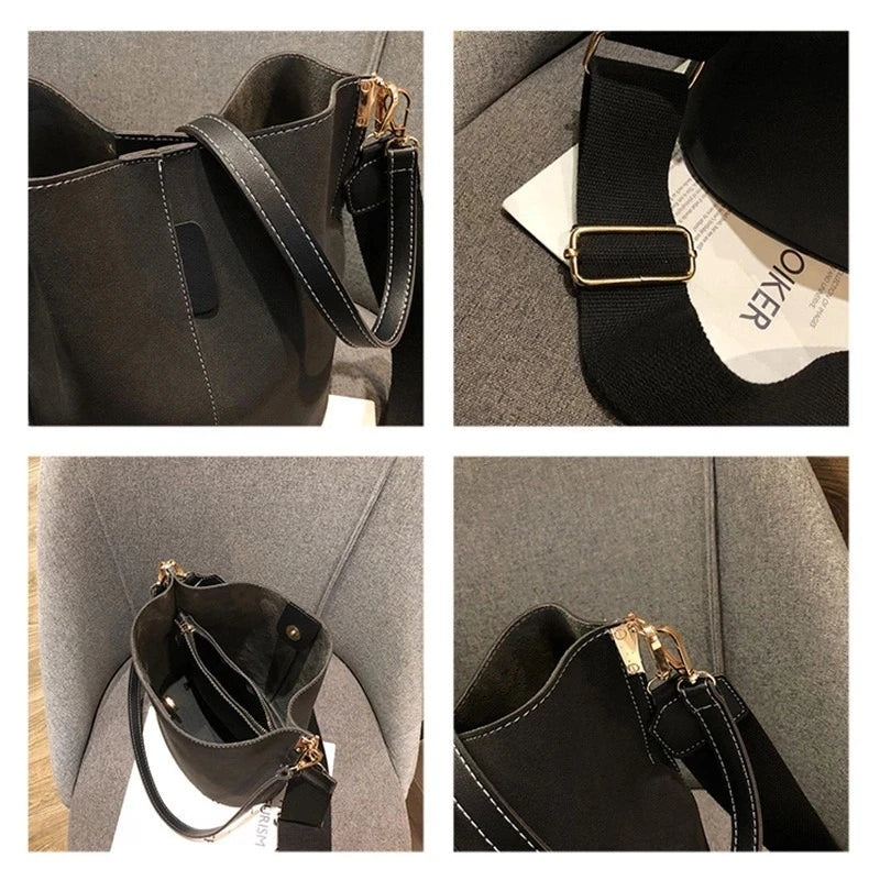 Women's Bucket Shoulder Bag Large Capacity Handbag