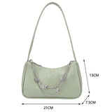 Retro Solid PU Handbag with Butterfly Chain Strap
