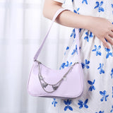 Retro Solid PU Handbag with Butterfly Chain Strap