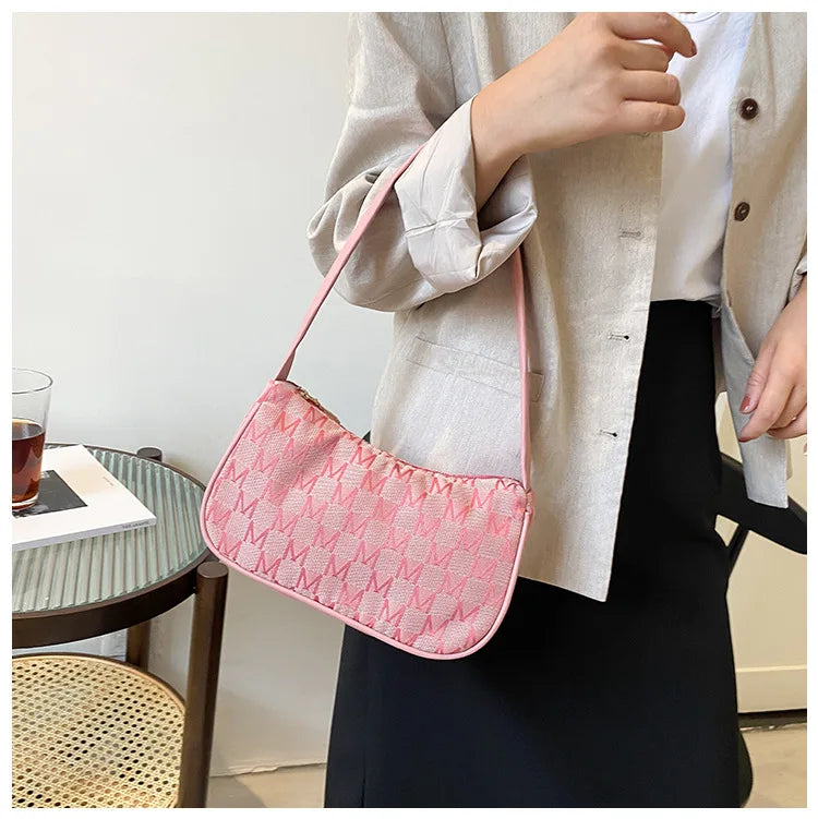 Vintage Canvas Underarm Bag Zipper Clutch Purse Small Handbags