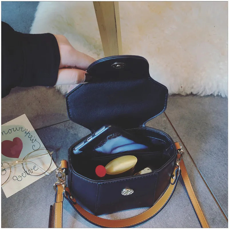 Casual Bucket Cross-body Shoulder Bag PU Leather Mini Handbag
