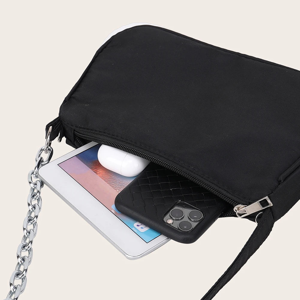 Casual Nylon Shoulder Bag with Butterfly Chain