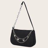 Casual Nylon Shoulder Bag with Butterfly Chain