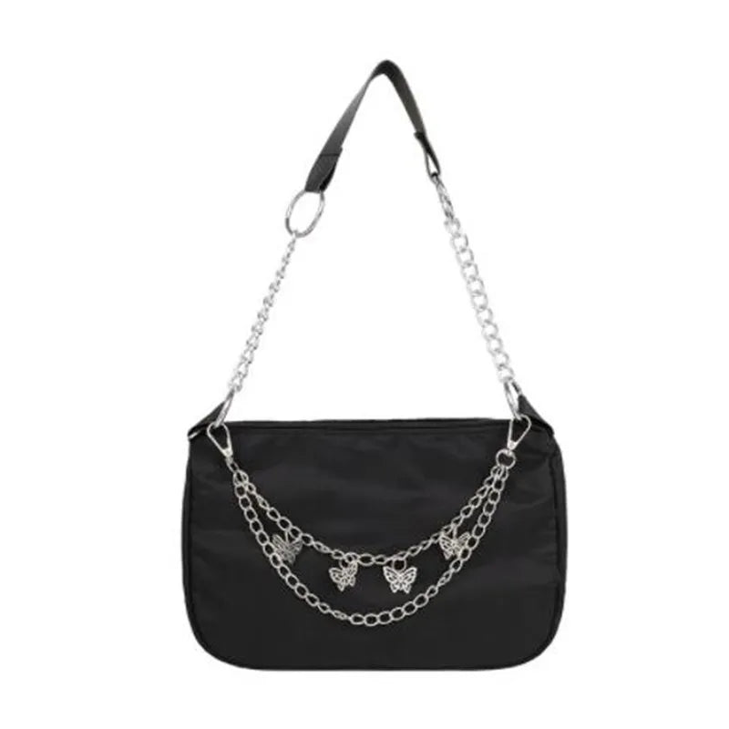 Women's Casual Nylon Shoulder Bag with Zipper - Small Handbag