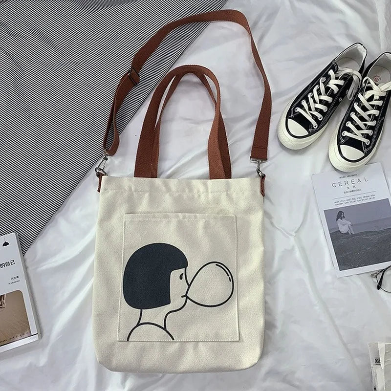 Casual Shoulder Bag Female Cross Body Tote Bag Handbag Cotton Cloth Shopper Bag