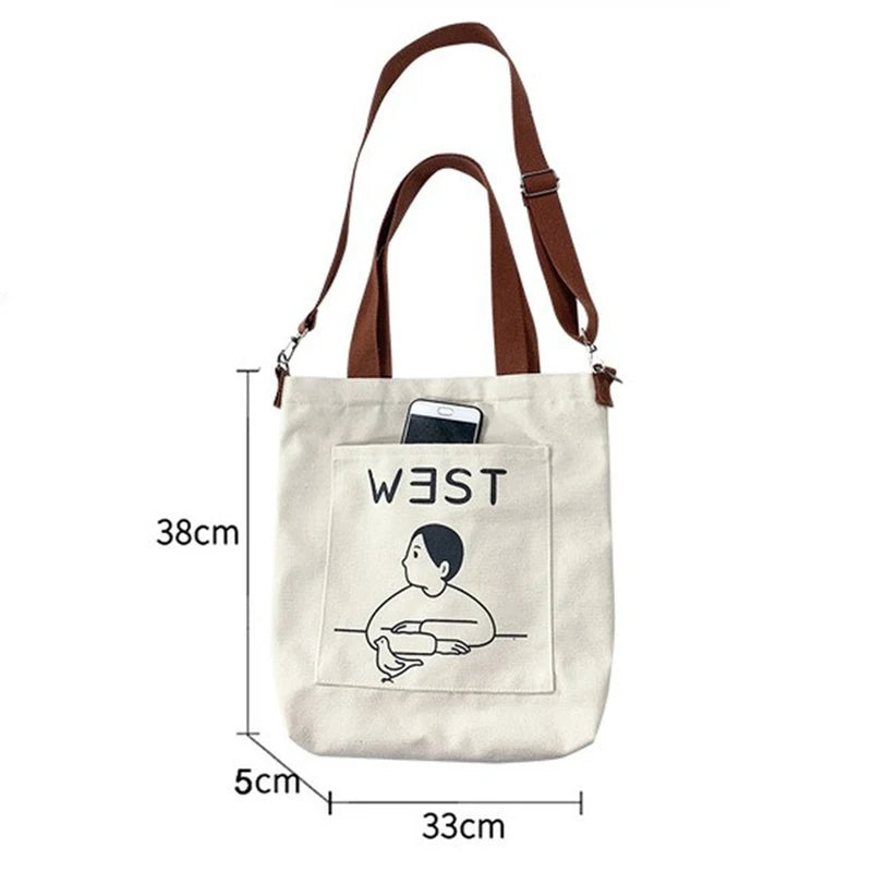 Casual Shoulder Bag Female Cross Body Tote Bag Handbag Cotton Cloth Shopper Bag