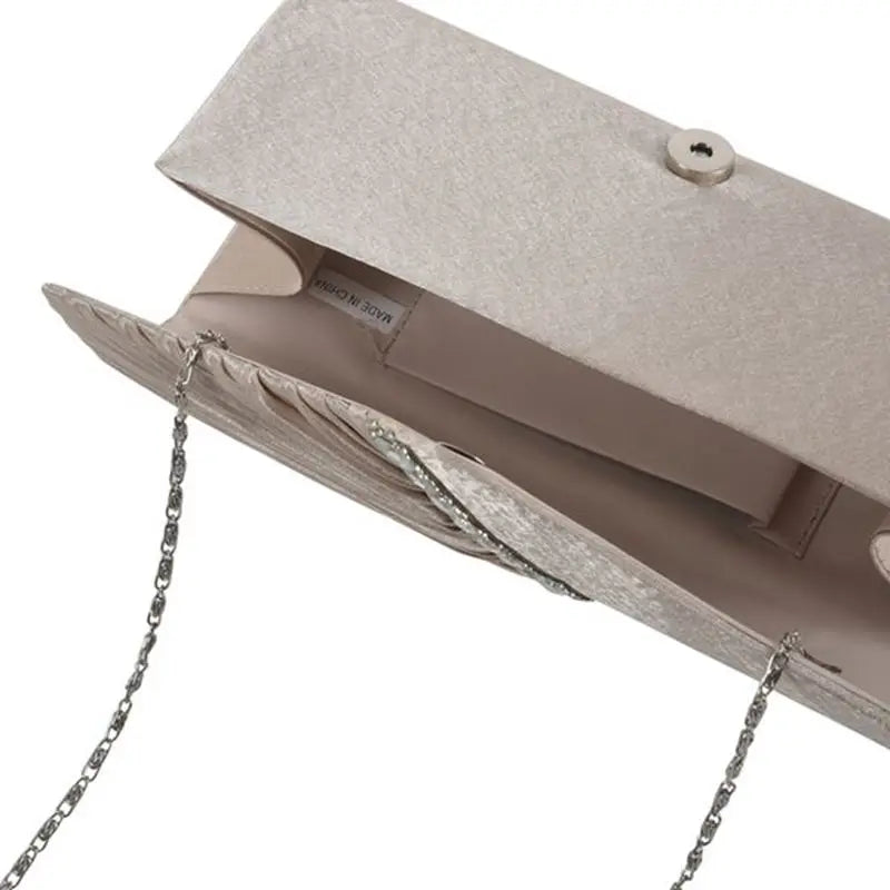 Diamond Ruffle Envelope Clutch Bag in Apricot