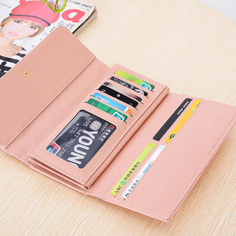 Casual Long Buckle Wallet for Women, Crown Design