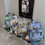 Ladies Graffiti Printed School Bag Backpack Large Capacity Handbag
