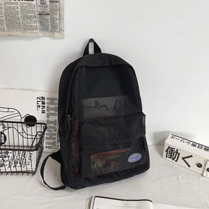 Transparent Mesh Nylon School Bag Backpack Large Capacity
