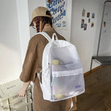 Transparent Mesh Nylon School Bag Backpack Large Capacity