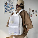 Transparent Mesh Nylon School Bag Backpack Large Capacity