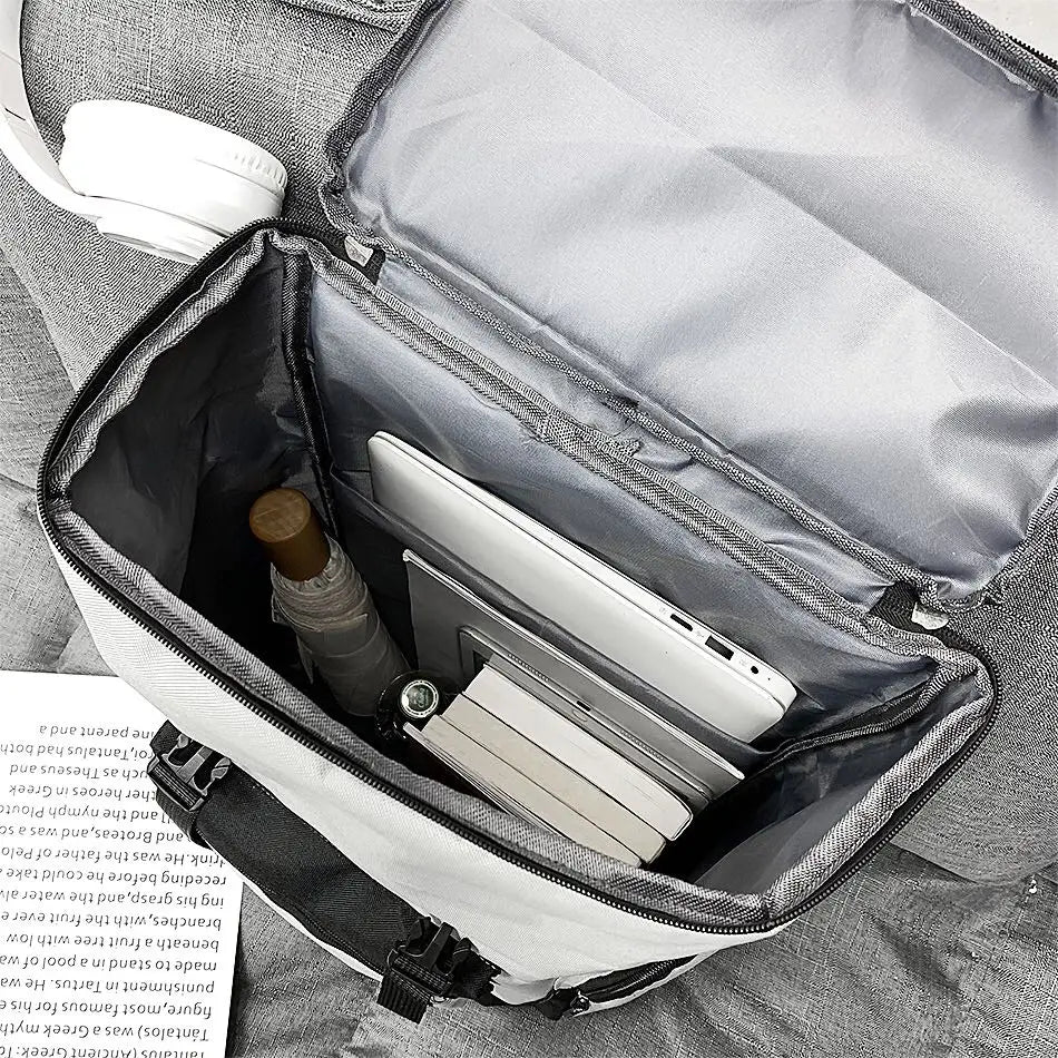 Canvas Stitching Contrast School Backpack Large Capacity Tote Bag