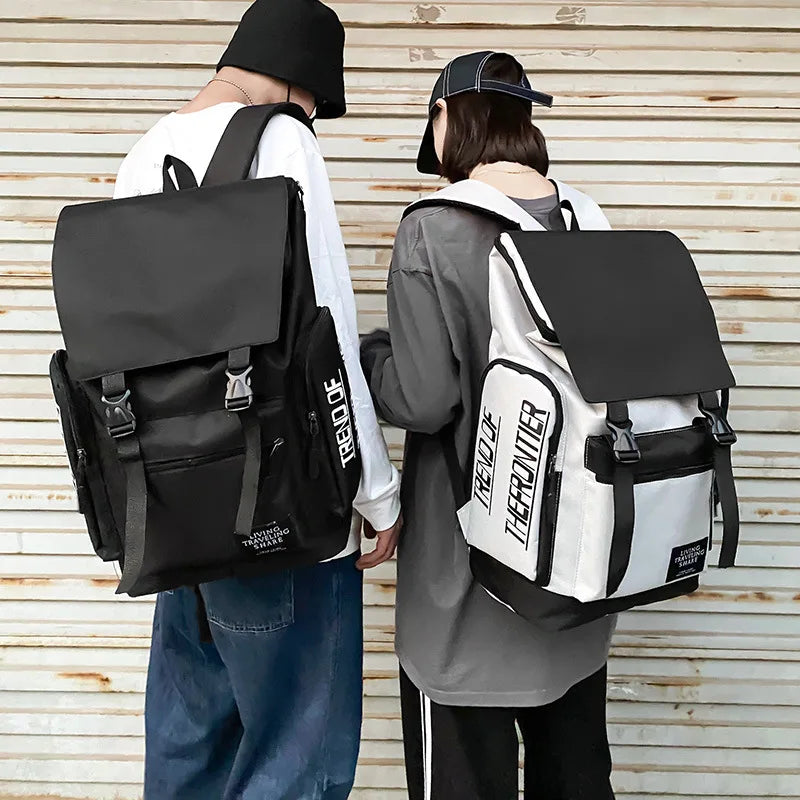 Canvas Stitching Contrast School Backpack Large Capacity Tote Bag