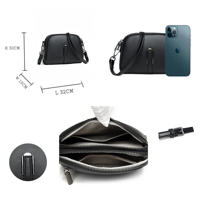 Casual Women Cowhide Messenger Bag Shoulder Handbag