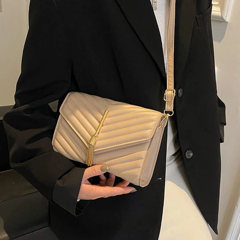 Quilted Crossbody Bags with Fringe Detail