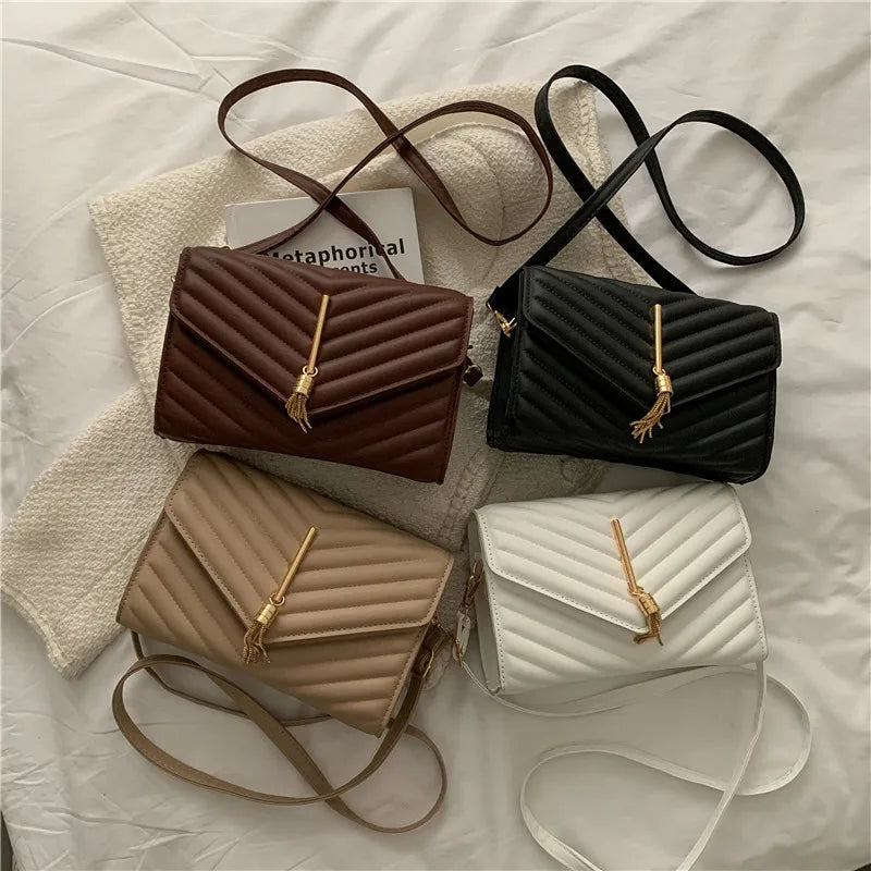 Quilted Crossbody Bags with Fringe Detail