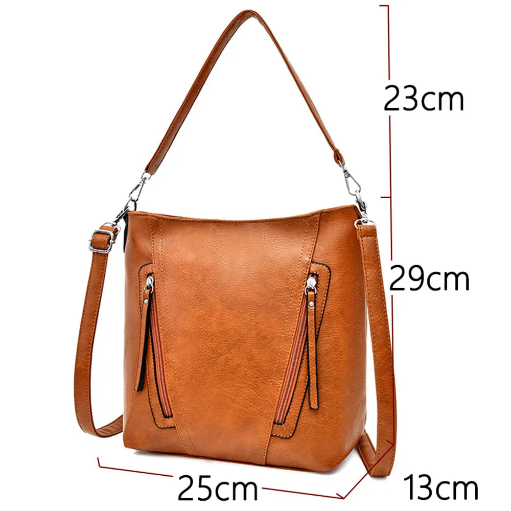 Fashionable Large Leather Shoulder Bag