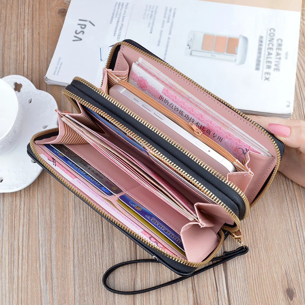 Long Double Zipper Wallet Handheld Purse Airpods Protective Sleeve