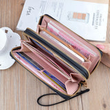 Long Double Zipper Wallet Handheld Purse Airpods Protective Sleeve