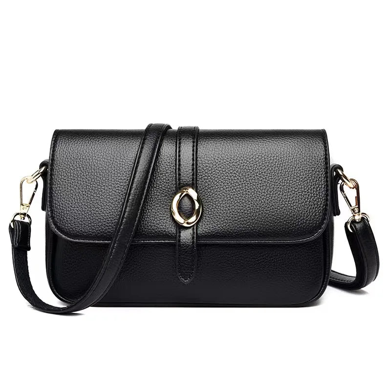 Leather Crossbody Bag Solid Small Crossbody Flap Shoulder Bag