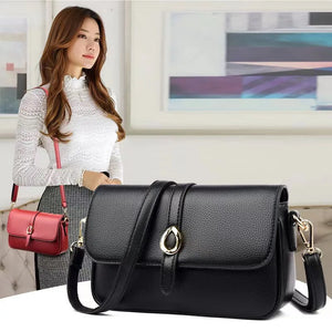 Leather Crossbody Bag Solid Small Crossbody Flap Shoulder Bag