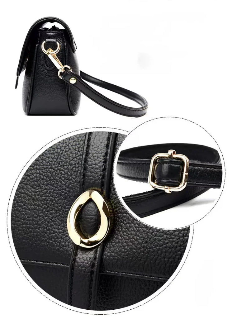 Leather Crossbody Bag Solid Small Crossbody Flap Shoulder Bag