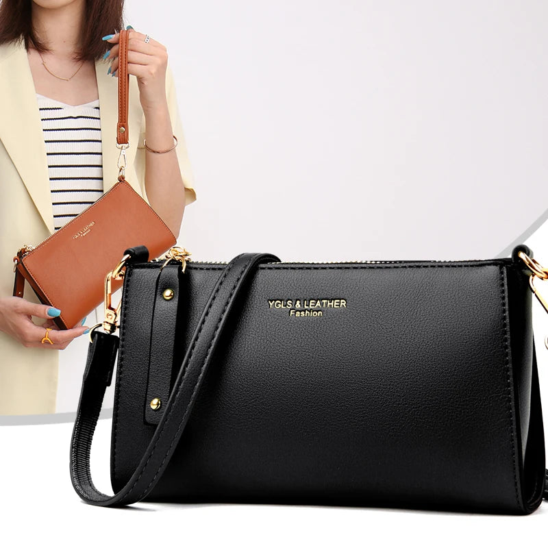 Women's Mini Clutch Crossbody Bag Multi-pocket Leather Shoulder Handbag