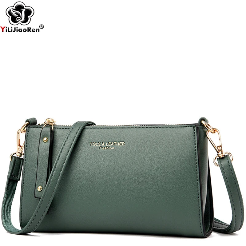 Women's Mini Clutch Crossbody Bag Multi-pocket Leather Shoulder Handbag