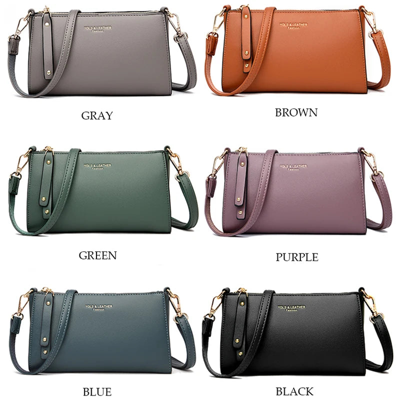 Women's Mini Clutch Crossbody Bag Multi-pocket Leather Shoulder Handbag