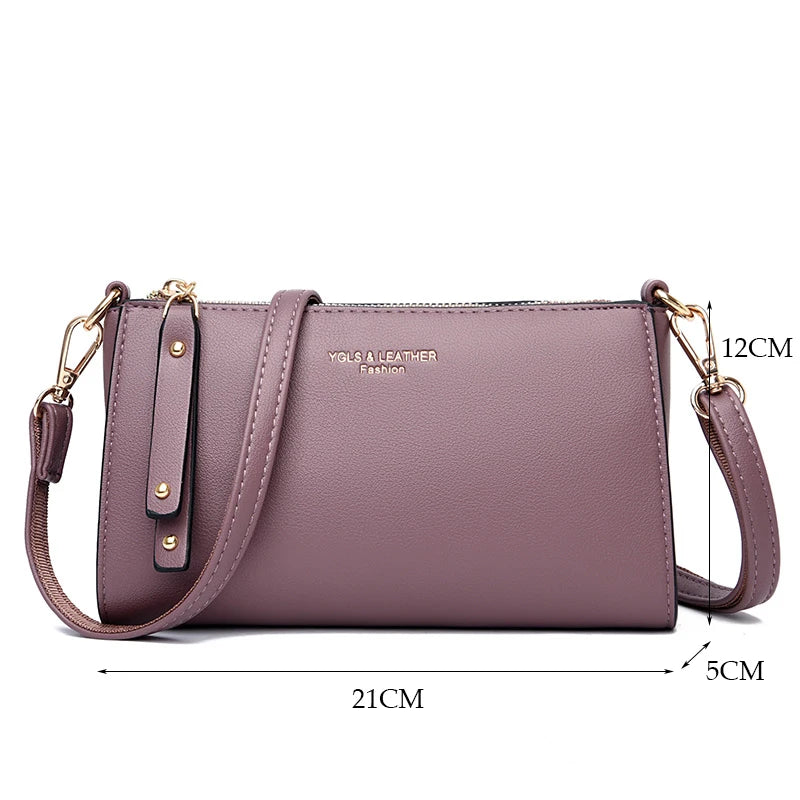 Women's Mini Clutch Crossbody Bag Multi-pocket Leather Shoulder Handbag