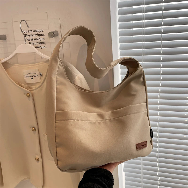 Ladies Large Capacity Canvas Handbag - Shoulder Bag for Shopping