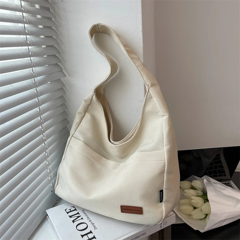 Ladies Large Capacity Canvas Handbag - Shoulder Bag for Shopping