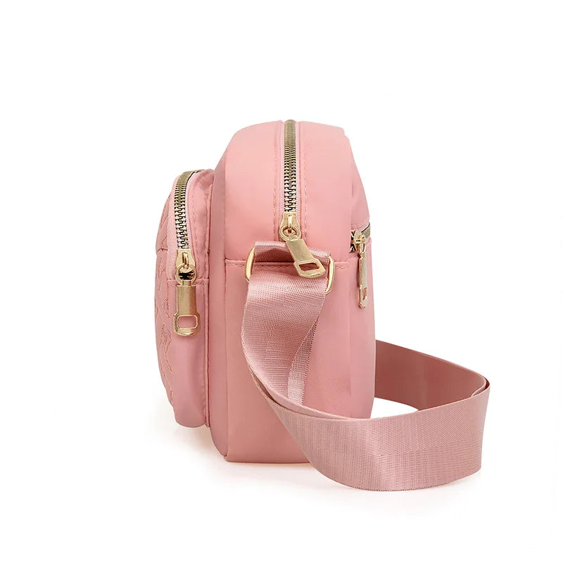 Embroidered Thread Rhombus Messenger Bag Large-capacity Plaid Shoulder Handbag