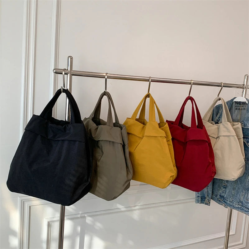 Nylon Shoulder Bag Women's Canvas Large Tote Solid Crossbody Bag