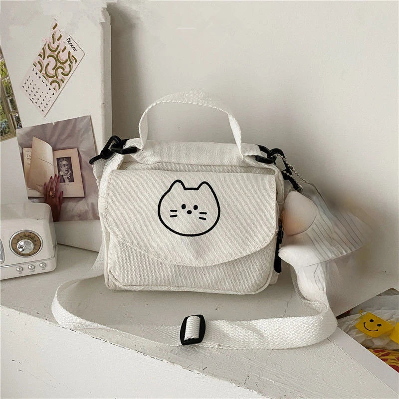 Cartoon Print One-Shoulder Bag Canvas Small Fresh